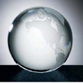 Crystal Glass World Globe with Flat Bottom (3")